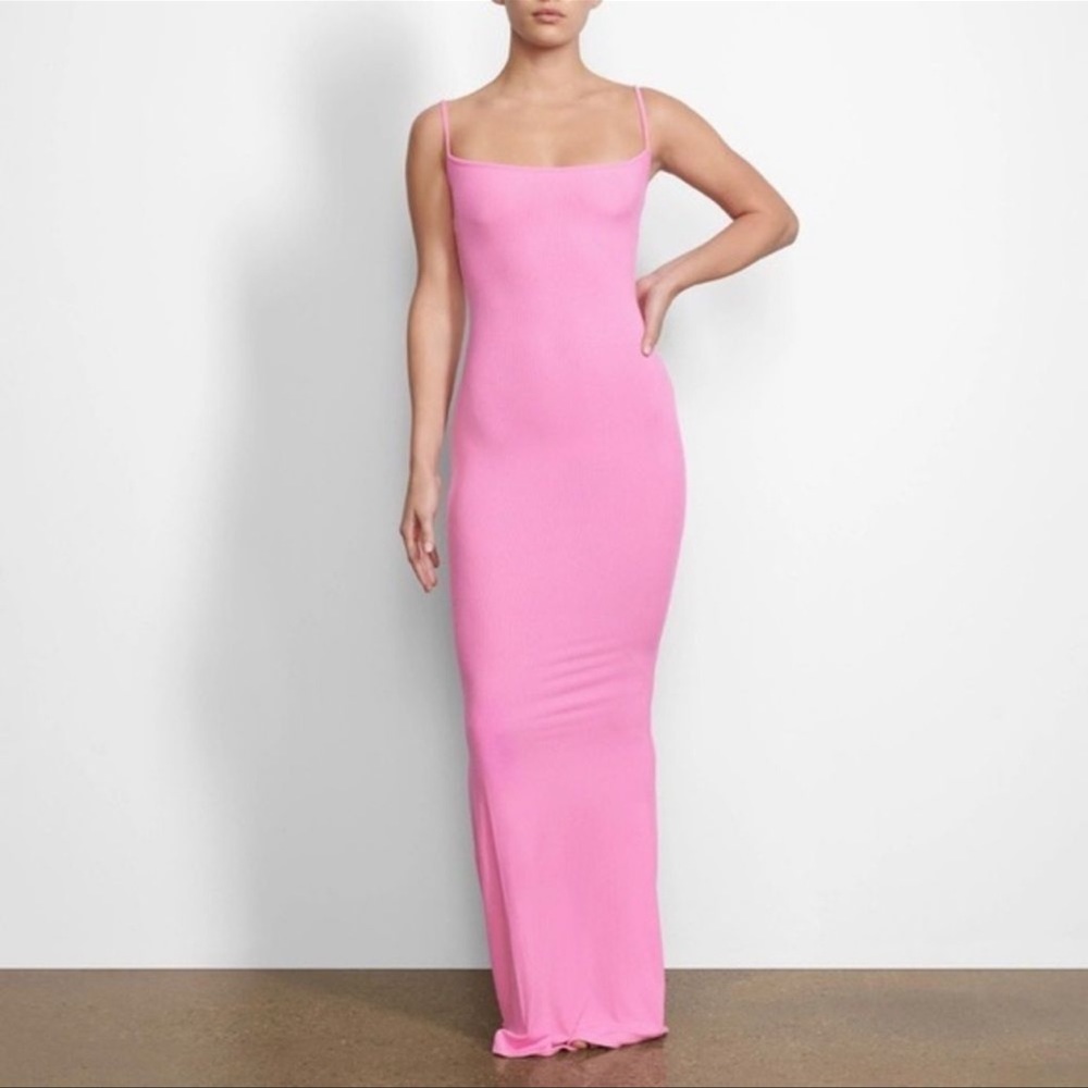 SKIMS Bubblegum Pink Soft Lounge Slip Maxi Dress (2022) Valentine's Day Edition